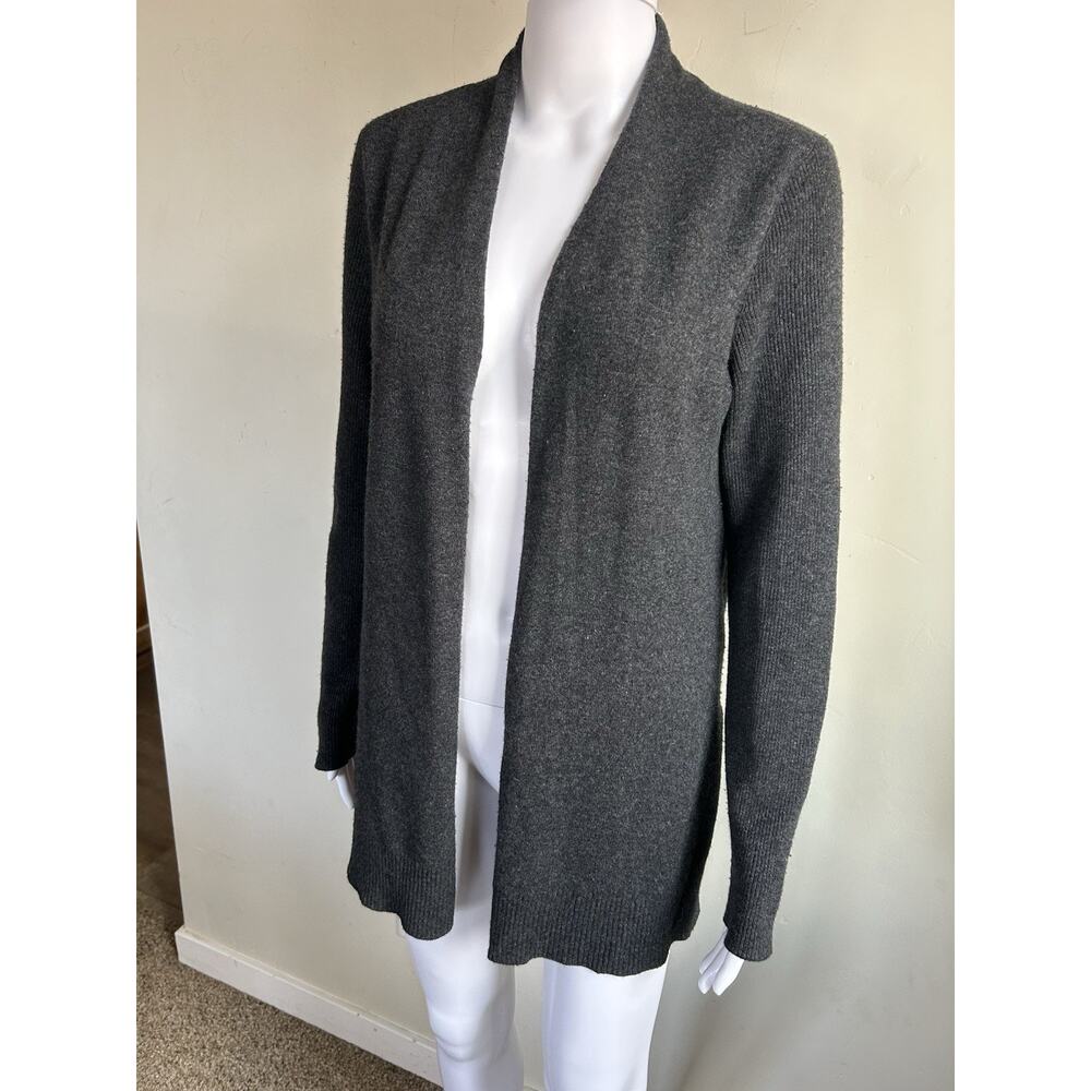 Max Studio 100% Cashmere Long Cardigan Womens M Gray Open Front Minimalist - Picture 11 of 12